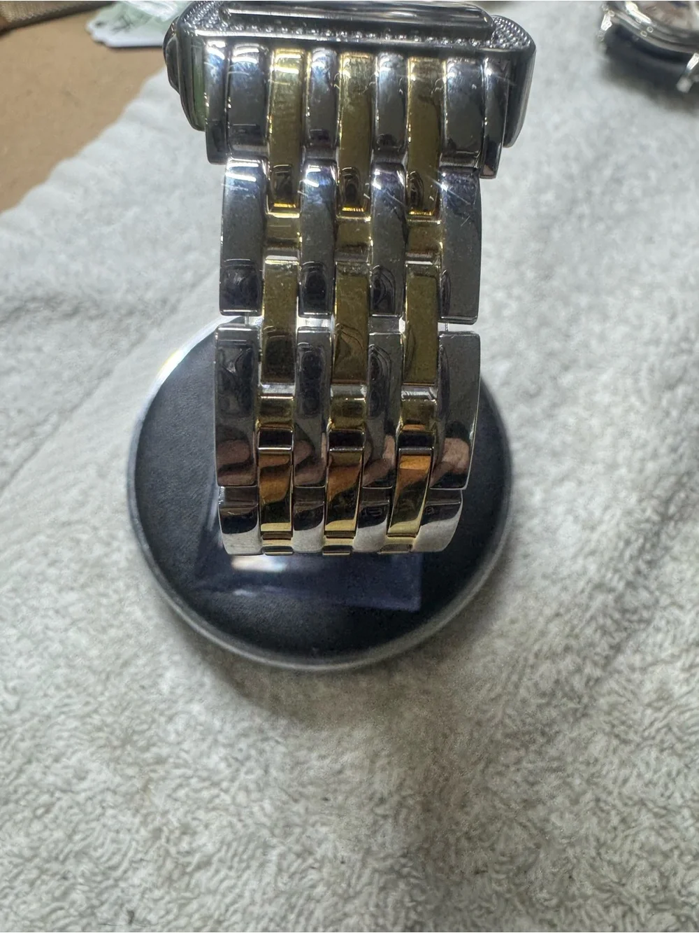 #177 EVRI Two-Tone Stainless Steel Watch with Blue Cabochon Crown